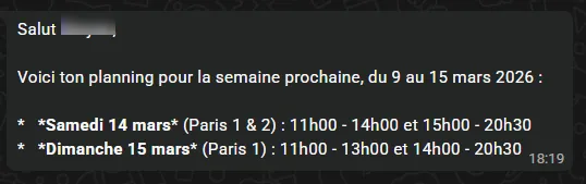 Demande de planning par Agent IA